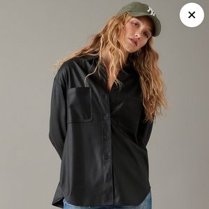 AMERICAN EAGLE | Vegan oversized leather shacket